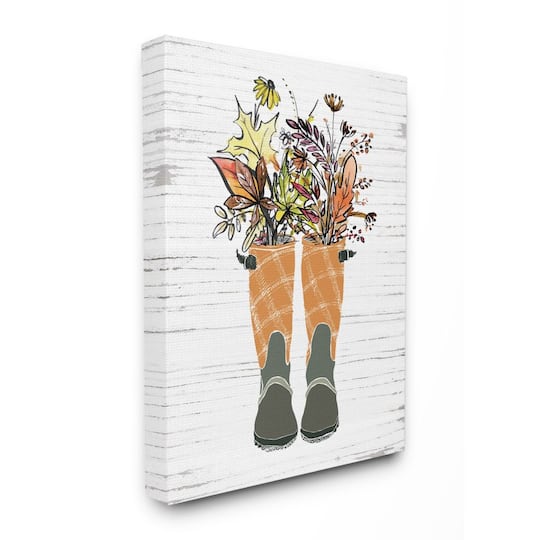 Stupell Industries Fall Foliage in Boots Canvas Wall Art
